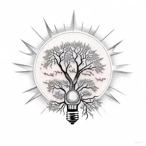light bulb with tree tattoo design idea