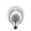 broken light bulb with tree tattoo design idea