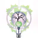 broken light bulb with tree tattoo design idea