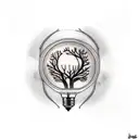 broken light bulb with tree tattoo design idea