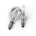 light bulb with country scene tattoo design idea