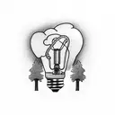 light bulb with country scene tattoo design idea