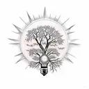 light bulb with tree tattoo design idea