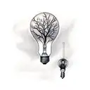 light bulb with tree tattoo design idea