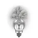 light bulb with tree tattoo design idea
