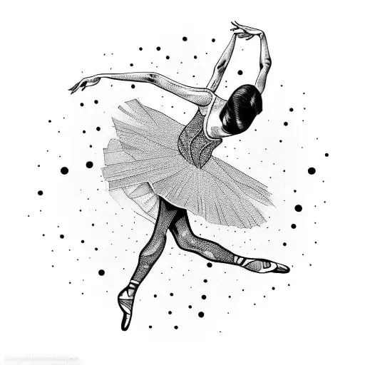  ballerina dancing freely among stars tattoo design idea