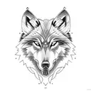 Wolf with cross tattoo design idea
