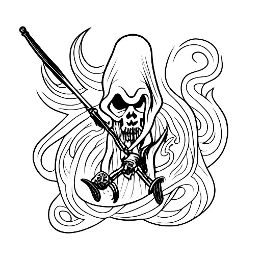 Grim Reaper under the moonlight tattoo design idea