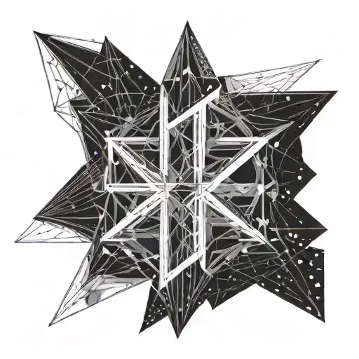 interlocking radiant stars forming the shape of initials S and A tattoo design idea