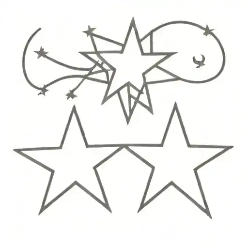 a couple tattoo with Interlocking stars with hidden initials of S and A tattoo design idea