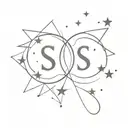 a couple tattoo with Interlocking stars with hidden initials of S and A tattoo design idea