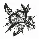 a couple tattoo with interlocking stars with hidden initials  'S' and 'A' tattoo design idea