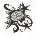 a couple tattoo with interlocking stars with hidden initials  'S' and 'A' tattoo design idea