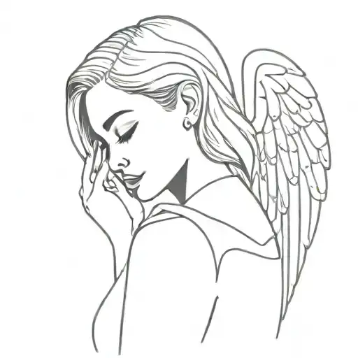 angel girl crying tattoo design idea