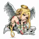 angel girl crying tattoo design idea