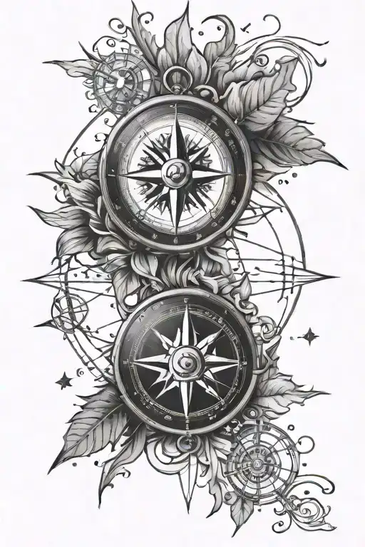 compass and northstar tattoo design idea