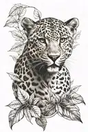 wise leopard in leaves tattoo design idea