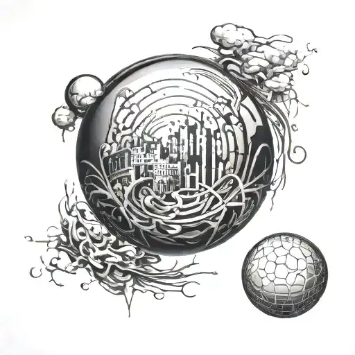 sphere floating tattoo design idea