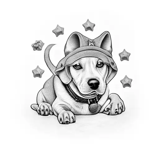 tattoo based off sturgil simpsons song sam, a good dog on the ground is worth three in the sattle  tattoo design idea