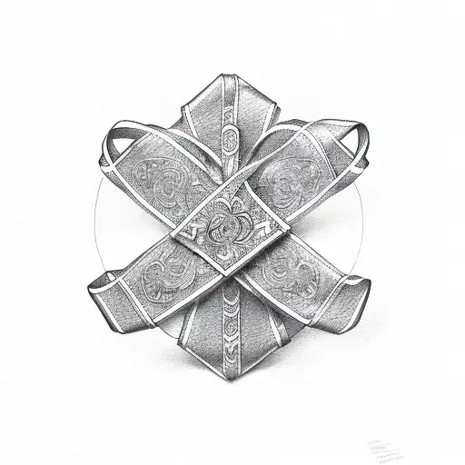 Cross with ribbon tattoo design idea
