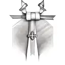 Cross with ribbon tattoo design idea