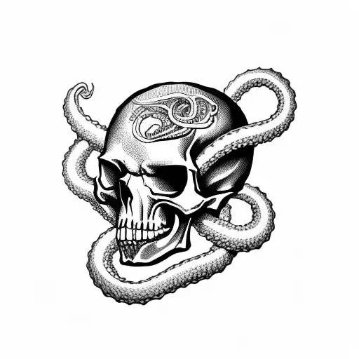 Skull with tentacles  tattoo design idea