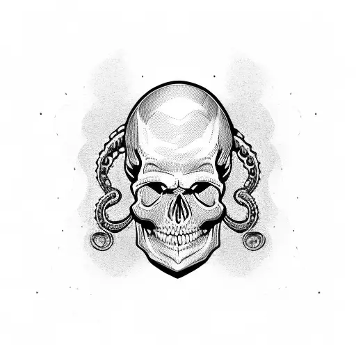 Skull with tentacles  tattoo design idea