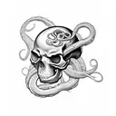 Skull with tentacles  tattoo design idea