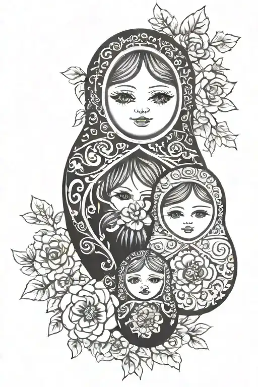 Russian nesting dolls mother and daughter tattoo design idea