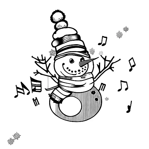 snowman and music tattoo design idea