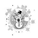 snowman and music tattoo design idea