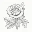 Realism A realistic representation of a rose intertwined with a candle, symbolizing the duality of life and death in a spiritual context. tattoo design idea