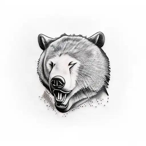 sleeping bear being woken up tattoo design idea