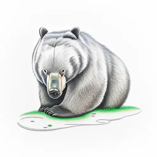 A sleeping bear that is being disturbed by a child tattoo design idea