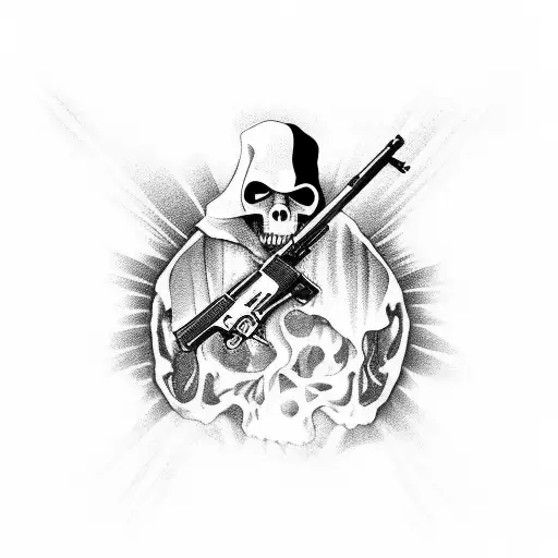 guns and grim reaper tattoo design idea
