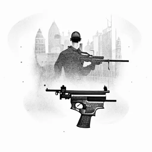 street life with guns  tattoo design idea