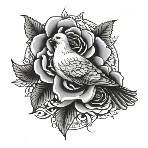 dove and rose tattoo tattoo design idea
