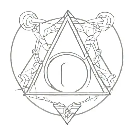 draw deathly hallows for small tattoo with wand inside tattoo design idea