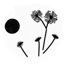 dandelion in a moon surrounded by stars tattoo design idea