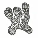 letters JJ paw print tattoo design idea