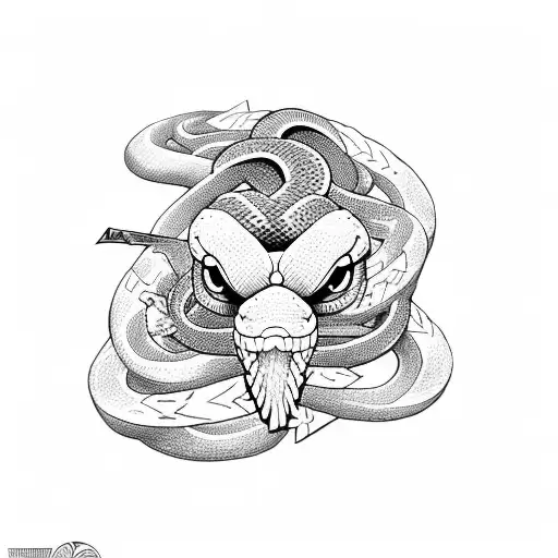 Snake with sword tattoo design idea