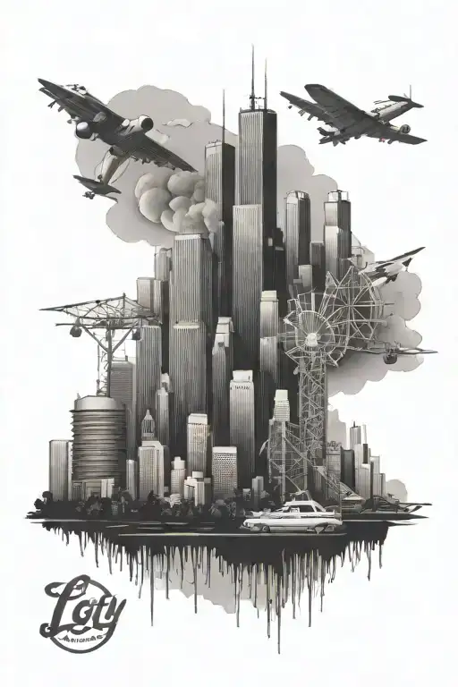 la city skyline tattoo design idea