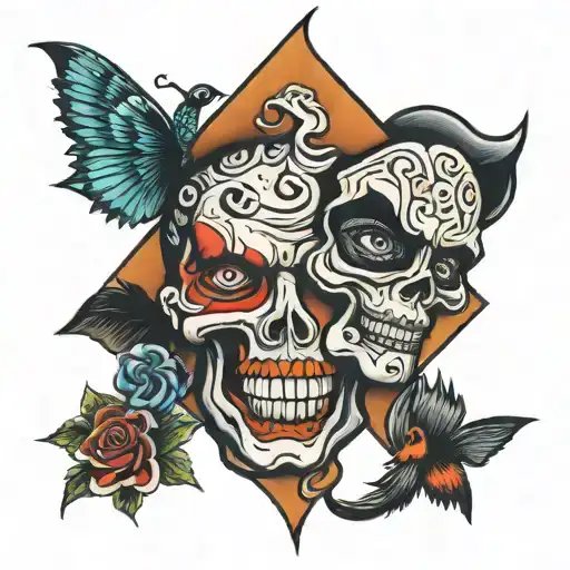 split personality tattoo design idea