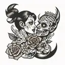 split personality tattoo design idea