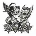 split personality tattoo design idea