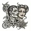 split personality tattoo design idea