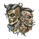 split personality tattoo design idea