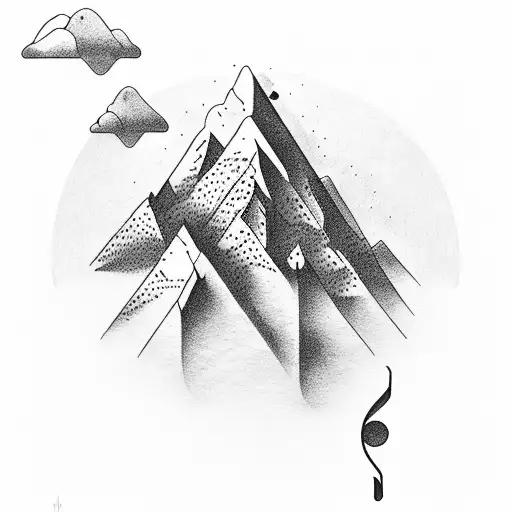 A mountain range with musical notes as the peaks tattoo design idea