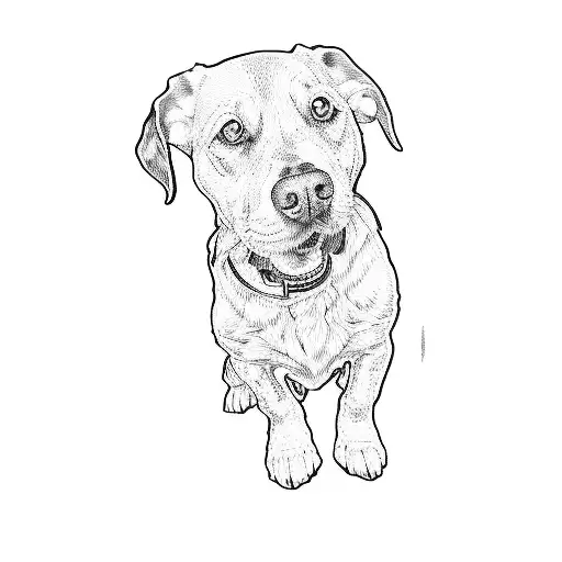 a black and white dog tattoo design idea