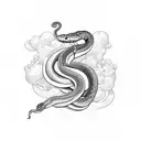 A snake coiling around a dagger tattoo design idea